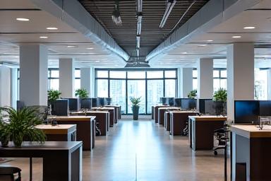 Espace de bureau moderne et collaboratif.